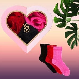 New VICTORIA'S SECRET 3-Pack Sheer Fashion Socks Boxed Set